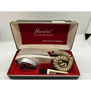 Vintage SC8130 Norelco Triple Header Electric Razor w/Pop Up Trimmer  and Case
